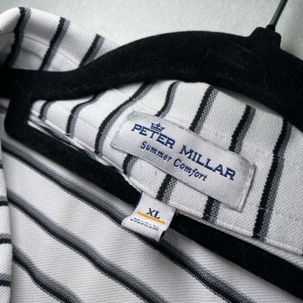 Peter Millar Summer Comfort Feather Logo Golf Polo Shirt Black Gray Mens Size xl - Picture 6 of 7